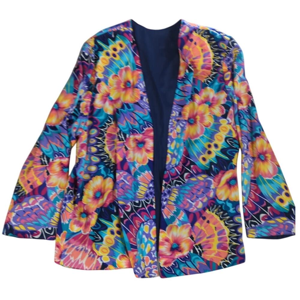 VTG NWT S.G. Sport 2X 22W 24W Floral Abstract Blazer Jacket Made USA Polyester